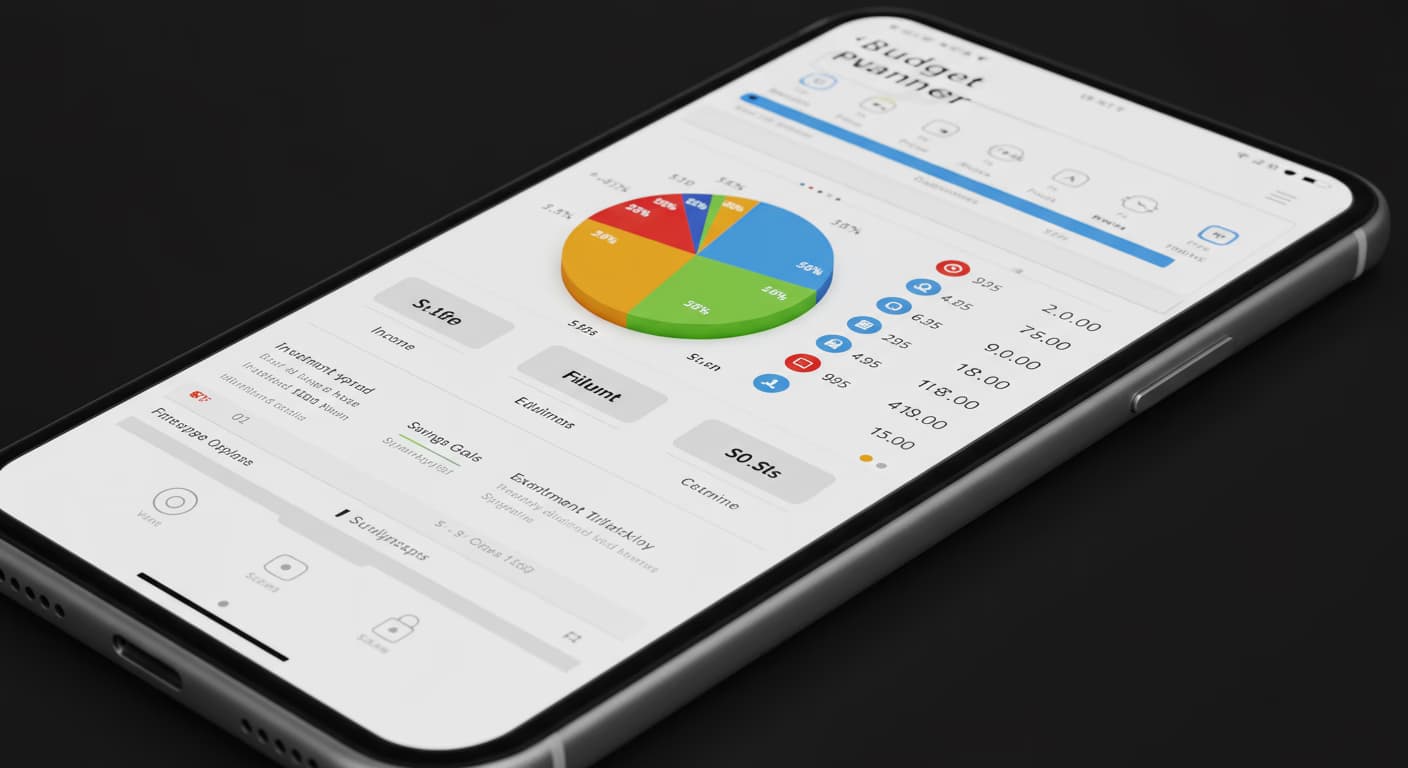 Budget planner spreadsheet with calculator and financial planning documents