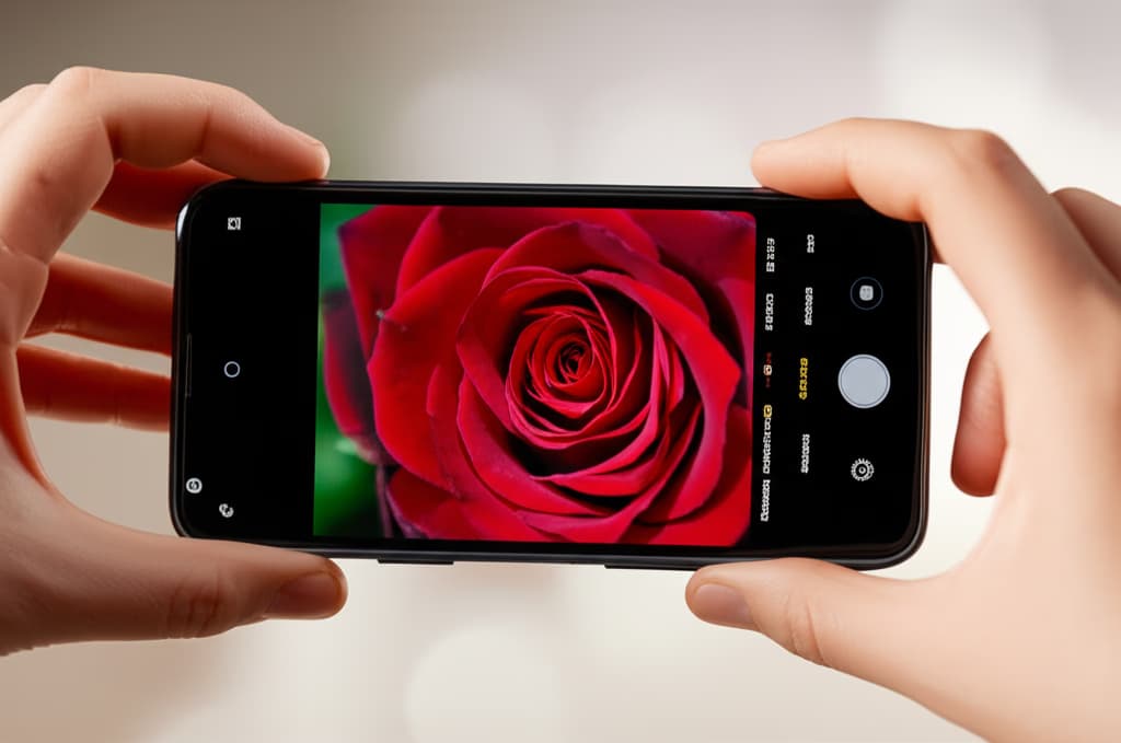 A person holding a smartphone, actively taking a high-quality photo outdoors, demonstrating essential mobile photography tips for better camera phone pictures.